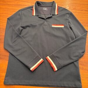 UNTUCKit Men's Marshall Blue Long Sleeve Polo Shirt Size Large